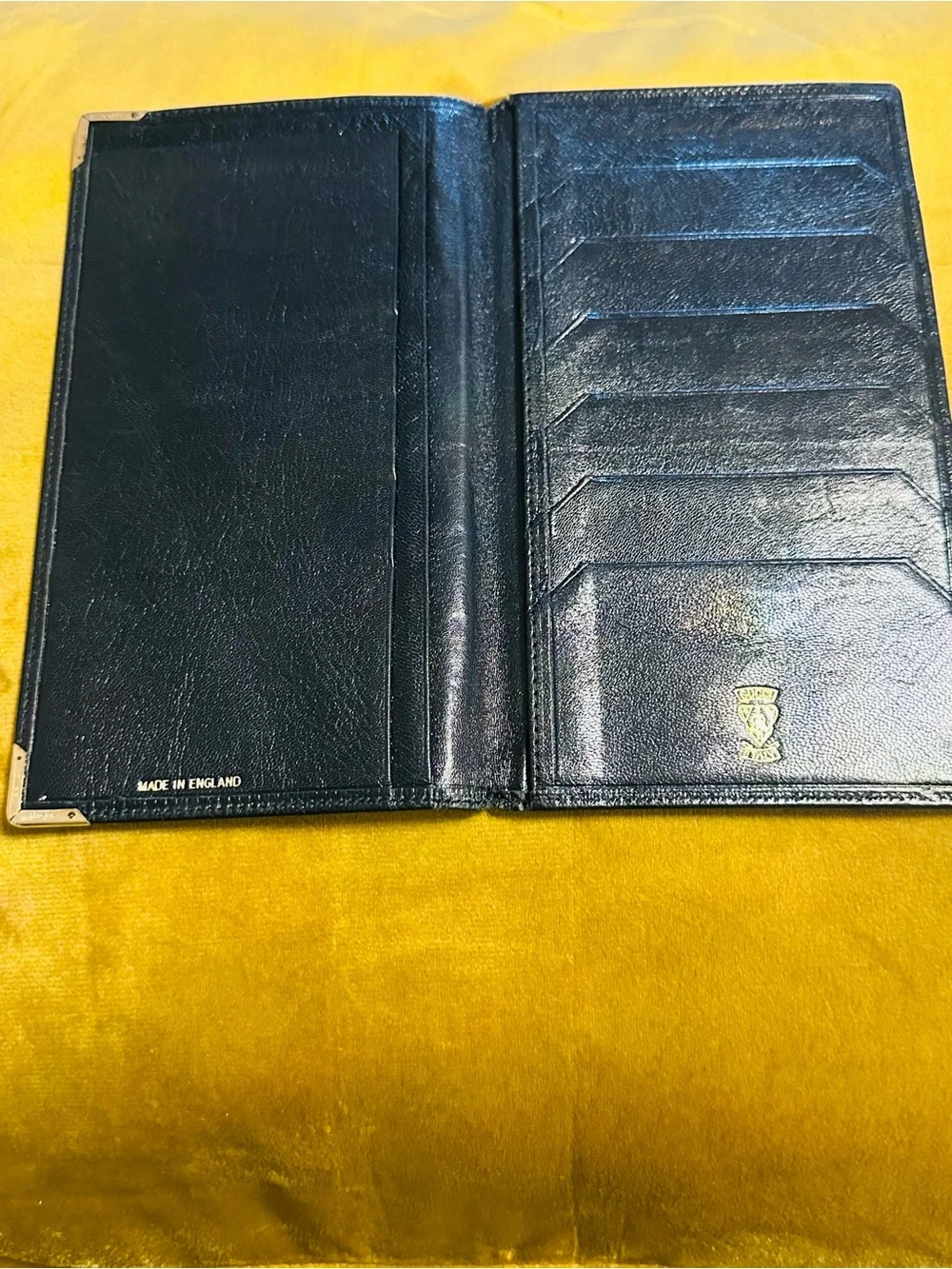 Gucci Black Leather Wallet with Gold Corner Hardware